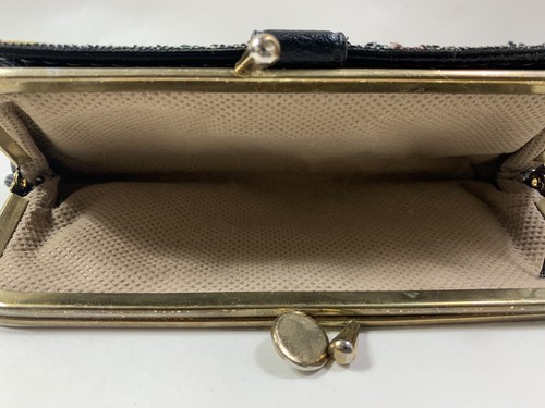 Vintage Inspired Tapestry Faux Leather Double Sided Coin Purse Faux Suede Lining - Picture 16 of 19