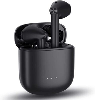 Wireless Bluetooth Earphones Clear Call w Charging Case Black