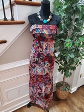 Xhilaration Women's Multicolor 100% Polyester Off the Shoulder Maxi Dress Size M