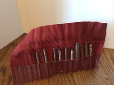 Vintage Lot /10 Leather Punches Geometric Holes,w/leather carrier,used cond.