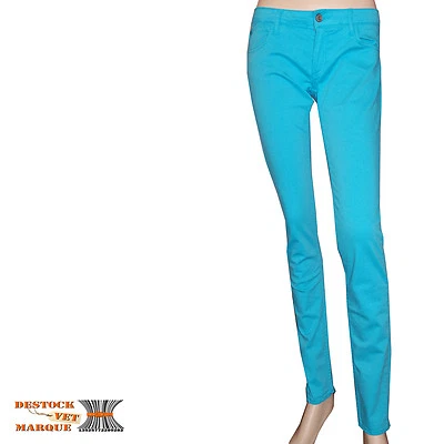 LE TEMPS DE CERISES jeans slim stretch turquoise NEW SIMON 3172 TILL femme - Photo 1/4