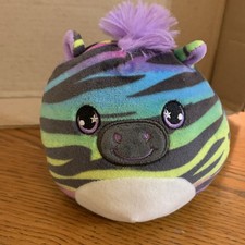 Squishmallow Rainbow Zebra With Stars in Eyes and Mohawk