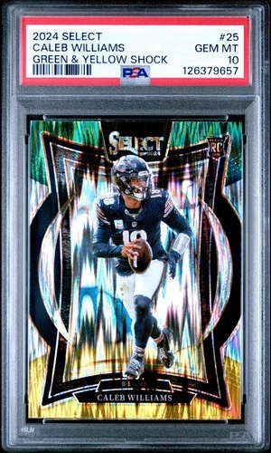 2024 PANINI SELECT 25 CALEB WILLIAMS GREEN & YELLOW SHOCK ROOKIE  PSA 10 💎