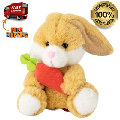 Gitzy Plush Easter Bunny Tan Soft Stuffed Rabbit Carrot Easter Basket Decor