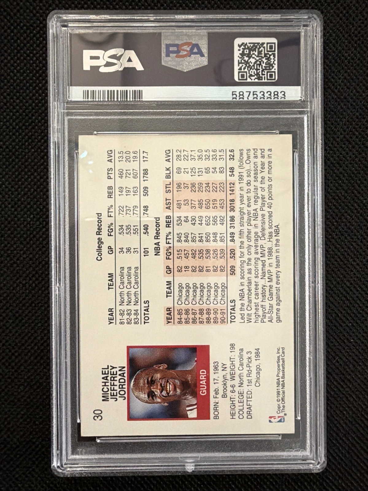 Michael Jordan 1991 Hoops #30 - PSA 6 - Nice Clean Slab view 10