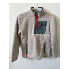 Vineyard Vines kids Fleece Zip Jacket Beige Gray Red M 12-14 Long Sleeve