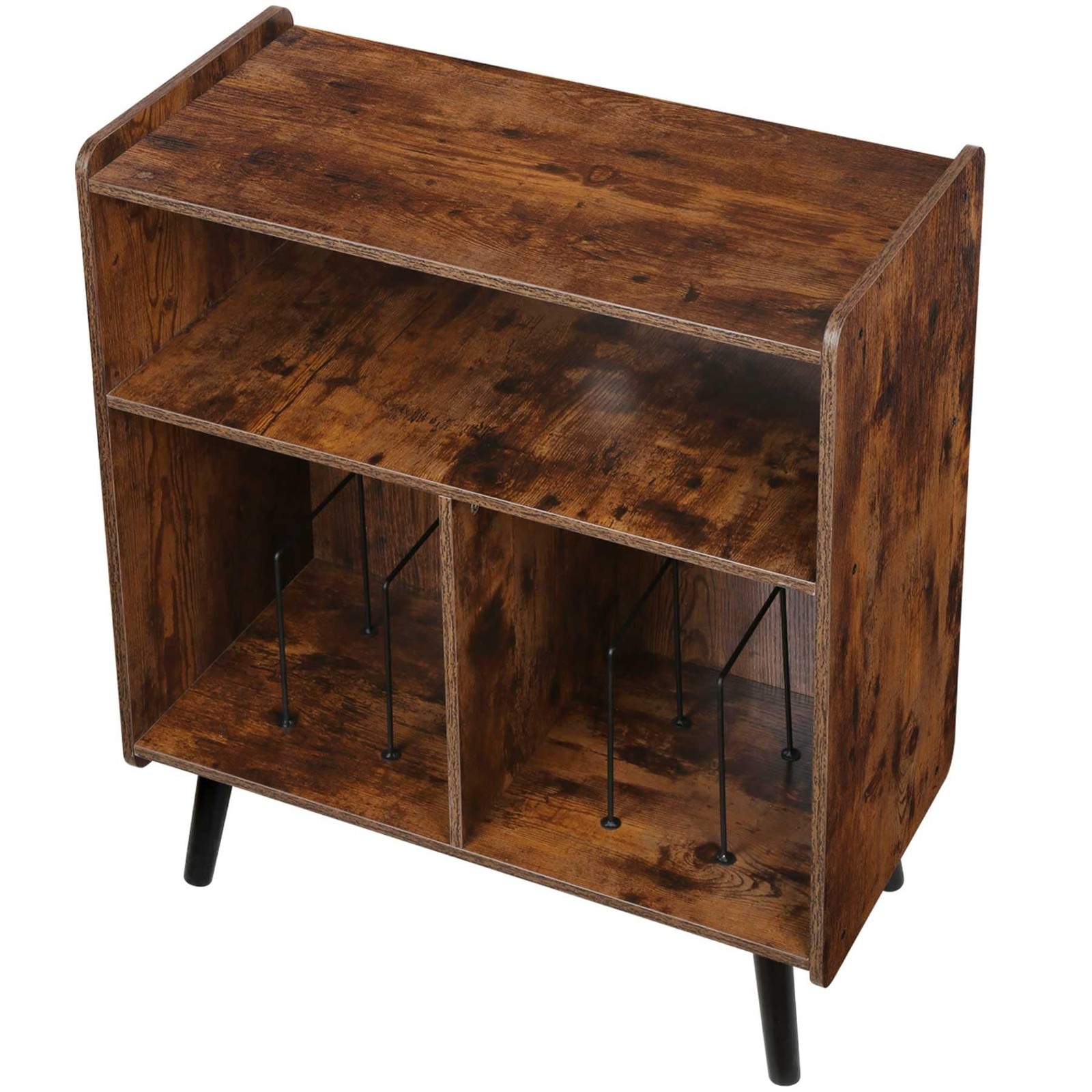 3-Tier Vintage Record Player Stand, Mid-Century Vinyl Record Storage Cabinet ...