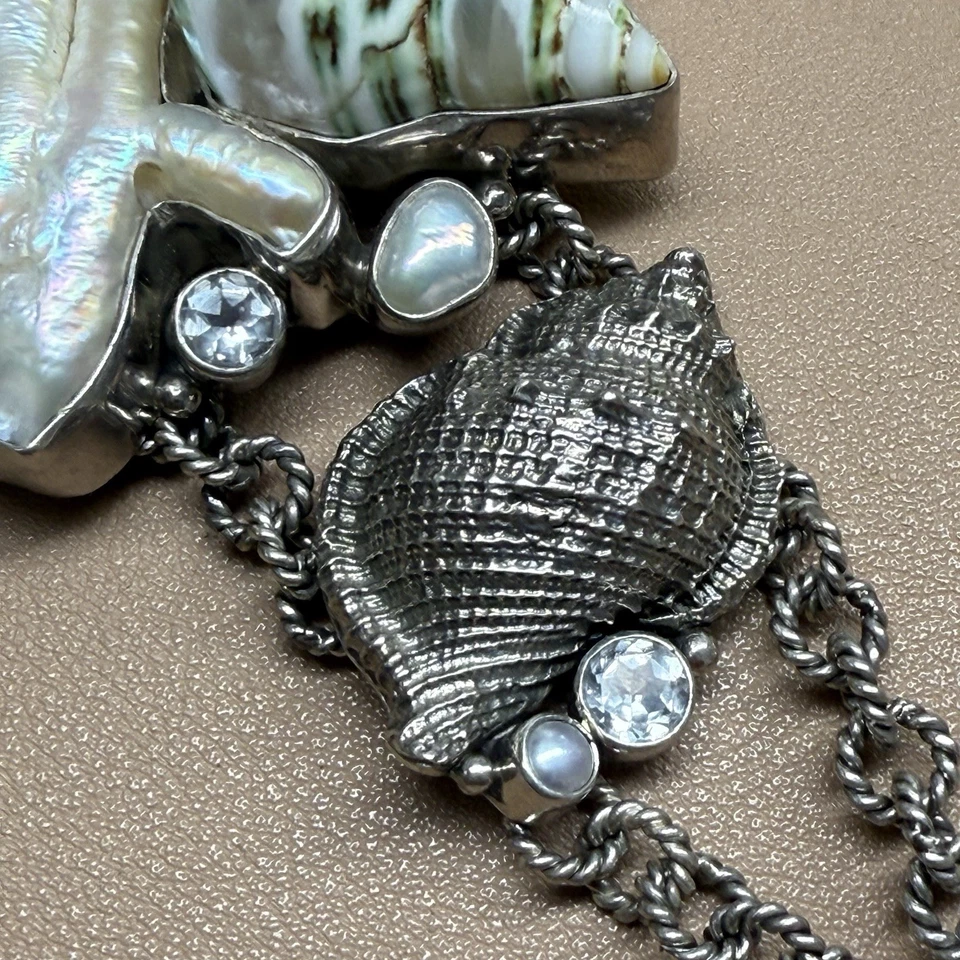 Sterling Silver Echo The Dreamer Shell Pearl Mars And Valentine Bracelet Sz 7 - Image 4 of 4