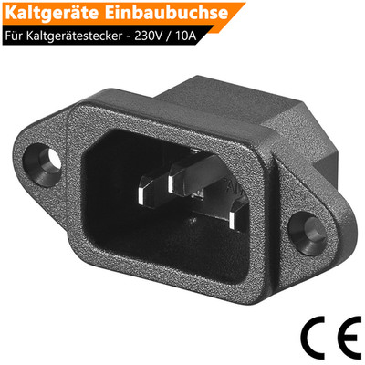 Kaltgeräte 3-PIN C14 Einbaubuchse 230V - 10A mit VDE für Kaltgerätestecker Löt