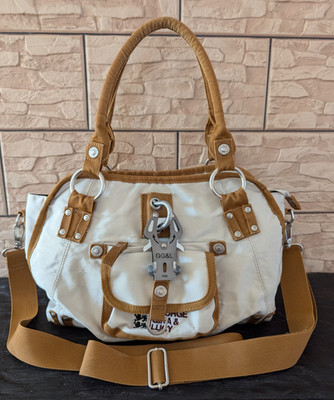 George Gina & Lucy vintage Shoulder Bag Beige Brown bag with pocket GGL Softwrap