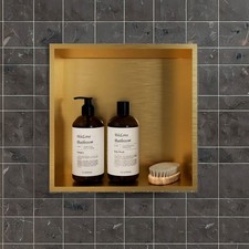 Giavani Bathrooms Brushed Brass Shower Niche 300 x 300mm Wall Insert for Shower