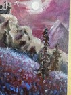 fantasy castle on mountains moon forest pathway oil painting Haileylikespaint — photo 3