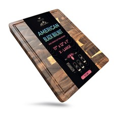 Walnut Wood End Grain Cutting Board for Kitchen with Juice Groove, Inner Hand...