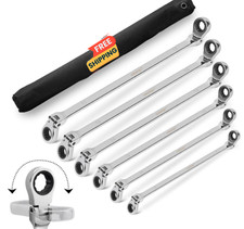 Juego llaves carraca flexibles extra largas 6pcs doble boca 8-19mm con funda