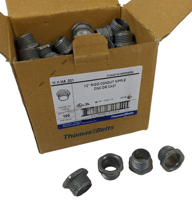 400 Thomas & Betts CAT# HA 201 1/2'' Rigid Zinc Die Cast Conduit Nipple NEW