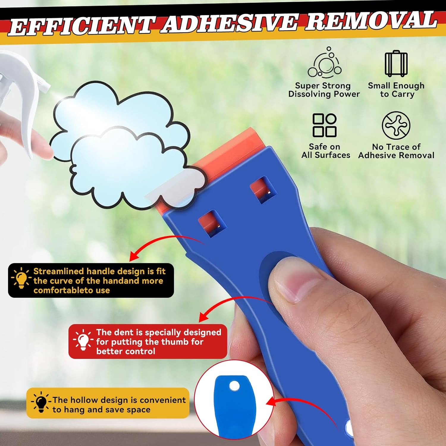 Adhesive Remover, Surface-Safe Glue Remover with Plastic Scraper, Sticker Red 