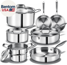 Triple Ply Stainless Steel Pots and Pans Set,...
