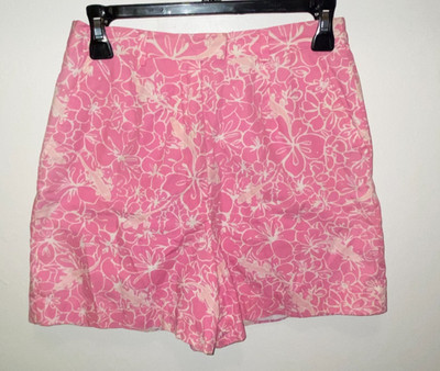 Lilly Pulitzer Vintage Pink SHORTS Floral gator lizard 100% cotton Womens sz 6