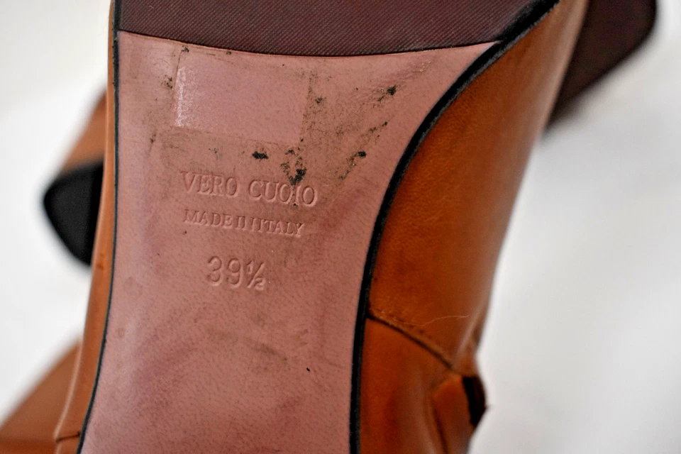 Botín italiano de cuero marrón media pantorrilla talla 39,5 - 8,5 M a la venta Foto 4 de 4