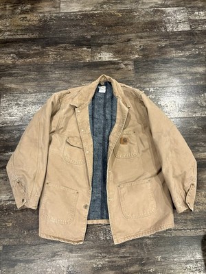 VINTAGE CARHARTT C01 DUCK BLANKET LINED CHORE WORK JACKET COAT MENS XL SIZE