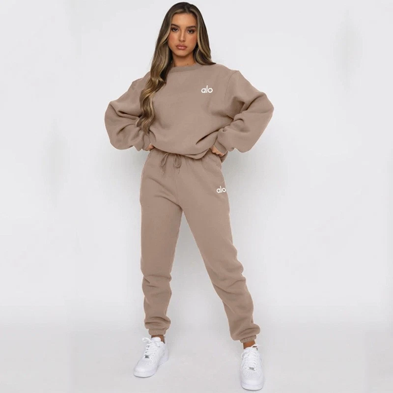 AIo Hoodie Set Women's Long Sleeved Pullover Drawstring Ankle Pants Sports Suit - Image 2 of 4
