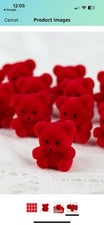 31 Flocked Miniature Teddy Bears, Red, White, Pink, Holiday Crafting, 1  
