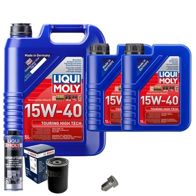 Motoröl 15W40 LIQUI MOLY 7L+BOSCH Ölfilter+Spülung+Ölablassschraube
