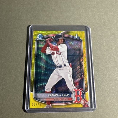2025 Bowman 1st Chrome Franklin Arias #BCP-67 Yellow Wave Refractor 23/75 SP