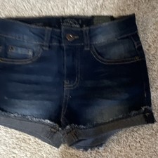 Old Navy Girls Denim Cut-Off Shorts Size 10 Dark Wash Blue Button Pockets