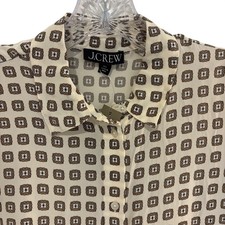New J.Crew Pleated Drop Waist Shirt Dress Women XS Cream Brown Viscose  Office