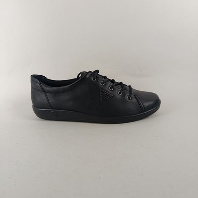 Ecco Turnschuhe Damengröße 6,5 weiches 2 schwarzes Leder flach bequem Freizeit Wandern