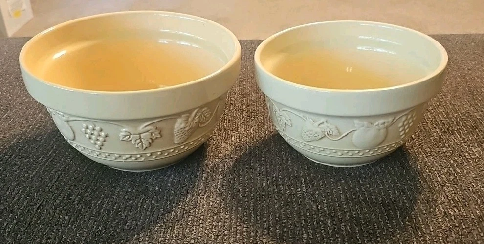 Vintage Designed Nesting Pair (2) Stoneware/Crock Mixing/Serving Bowls