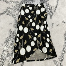 Maeve Anthropologie Skirt Women Size Small Black Gold Floral Wrap Midi Boho