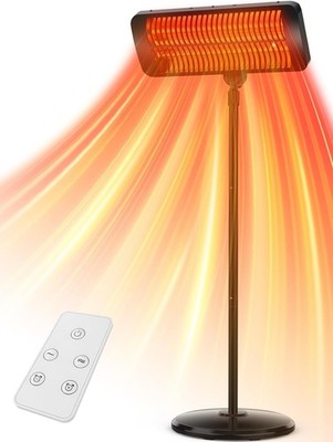 Electric Patio Heater Infrared Waterproof Remote Timer 3 Heat Settings 1500W