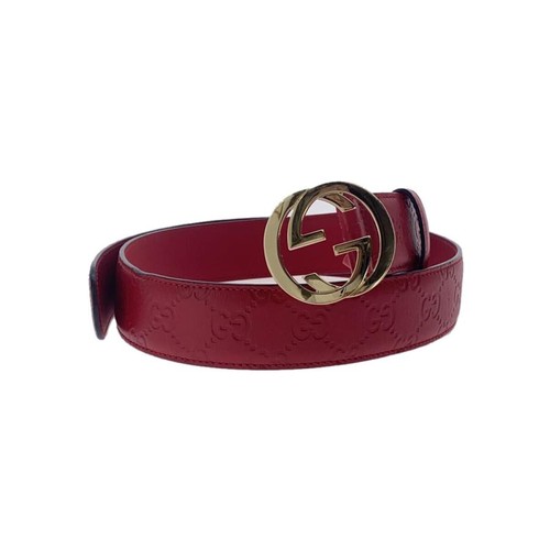 Used GUCCI◆Belt/Leather/RED/All pattern/Ladies/370543/CWC1G/85・34/214351/? NULL