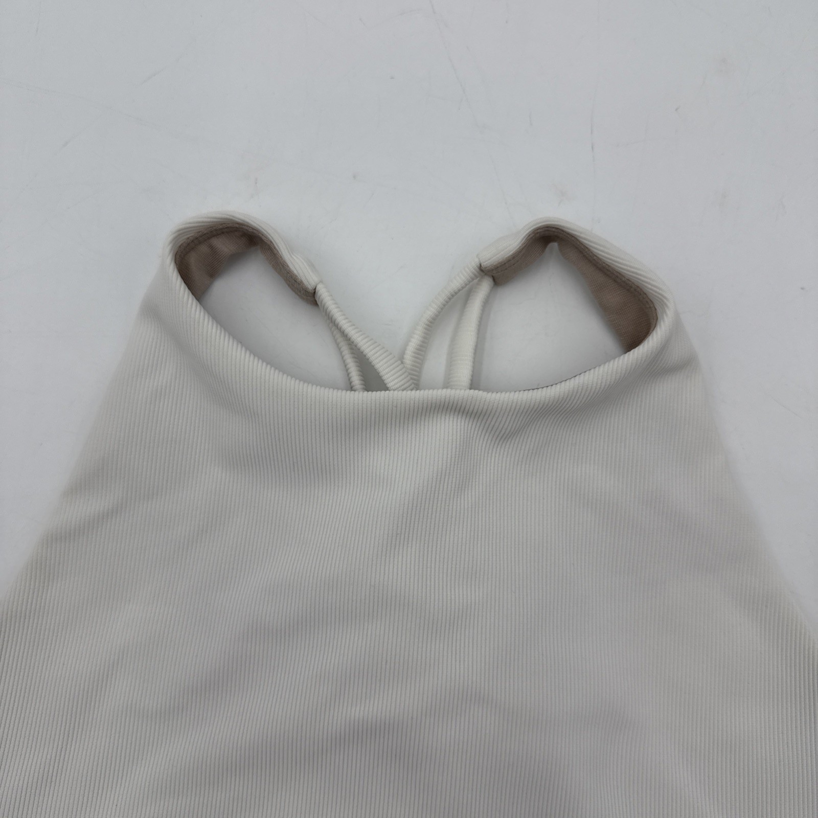LULULEMON ENERGY WHITE HIGH NECK LONG LINE WOMEN'S BRA SIZE 10 image 2