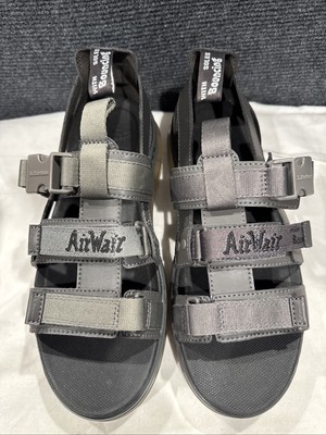 Doc Martens Pearson Gray/Brown Webbing Buckle Leather Chunky Sandal, New, M Sz 9