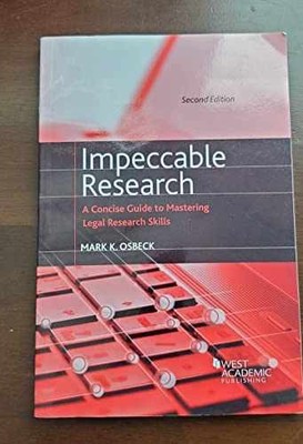Impeccable Research, A Concise Guide - Paperback, by Osbeck Mark - Very Good c