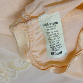 Vintage 60s Durelle Lingerie Night Gown M Peach Orange Chiffon Nylon 2 Layer 💰