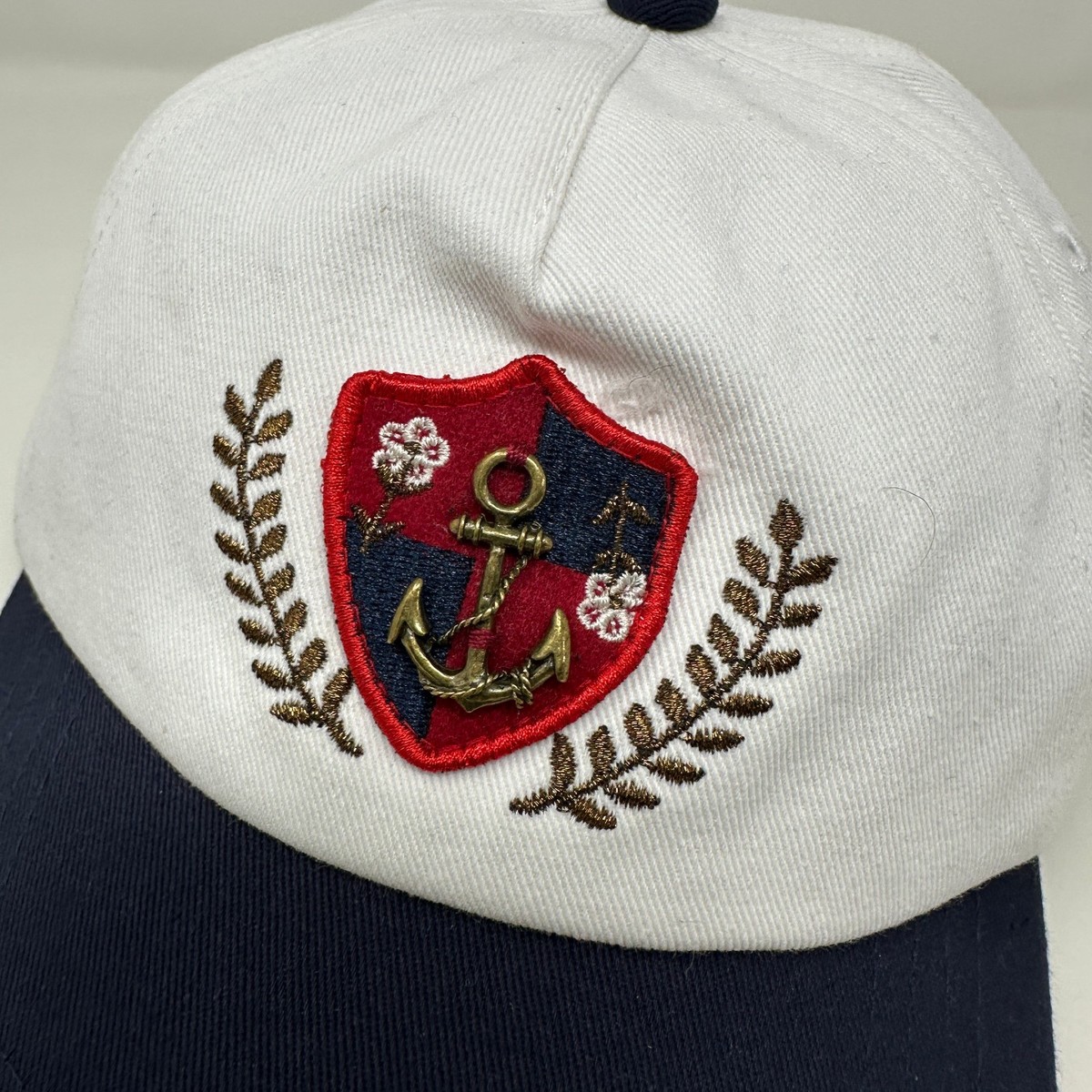 Free People Red and Cream Caps with Anchor Detail Free People Movement Hat Women OS White Navy Nautical Yacht  main image 4