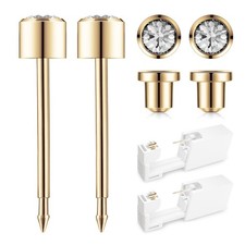 Ear Piercing Kit Gold 4mm with Safety Back Disposable Ear Piercing Gun Kit 2 ...