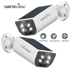 2X Wansview 2K Wireless Outdoor Solar Security Camera System AI Motion Detection
