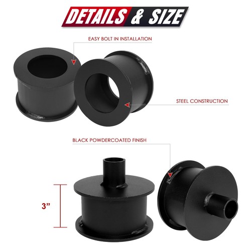 3" Front/Rear Spring Spacers Shock Extension Brackets for 07-18 Jeep Wrangler JK - Picture 3 of 6