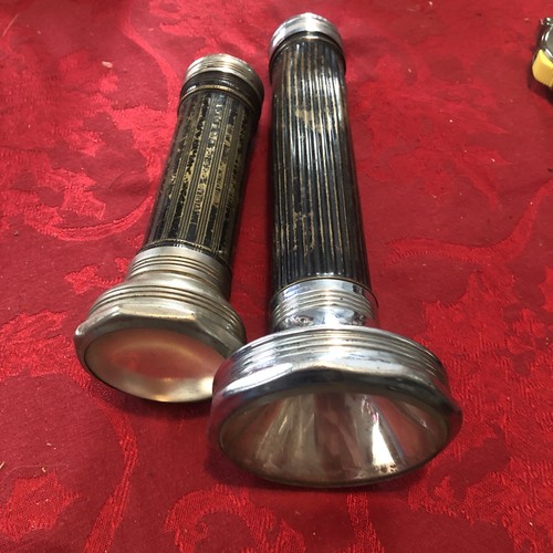 Lot 2 Antique Flashlight USA Lite Eveready 2616 Fish Eye Lens