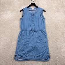 J.CREW Dress Womens Size XXS Blue Sleeveless Shift Chambray Pockets Drawstring