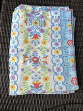 Vintage 1960's Floral Stripe Square Dance Pattern Queen Flat Sheet