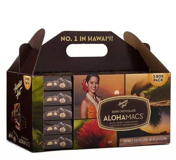 Hawaiian Host Dark Chocolate Macadamia Nuts, 5 Box Tote (5oz