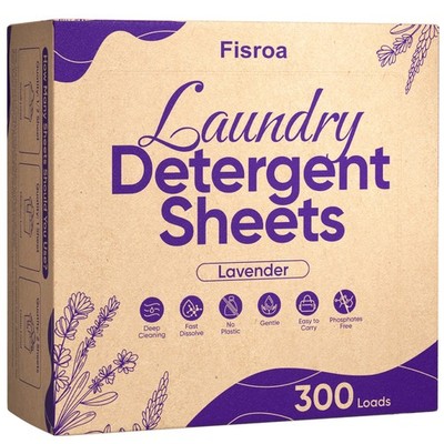 Lavender Laundry Detergent Sheets Travel Eco-friendly 300 Loads Clothes Washi...