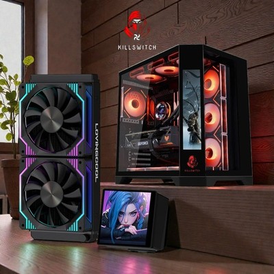 KILLSWTICH - KS MXJ PLUS - ATX/MATX/ITX  PC CASE w/ SCREEN, PSU, COOLER & 4 FANS