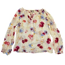 Lucky Brand Womens Floral Print Long Sleeve Boho Blouse Size S Western Cowgirl
